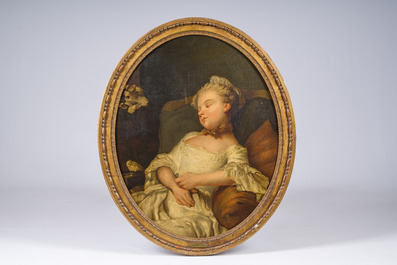 &Eacute;cole fran&ccedil;aise, suiveur de Jean-Fran&ccedil;ois Colson (1733-1803): 'Le repos', huile sur toile, 19&egrave;me si&egrave;cle