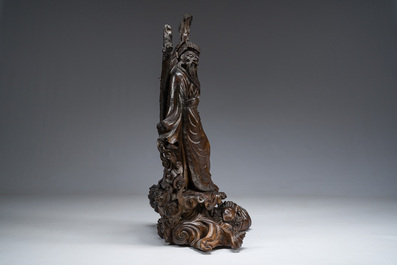 Grand figure d'un immortel en bois sculpt&eacute;, Meiji, 19&egrave;me/20&egrave;me si&egrave;cle