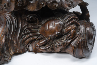 Grand figure d'un immortel en bois sculpt&eacute;, Meiji, 19&egrave;me/20&egrave;me si&egrave;cle