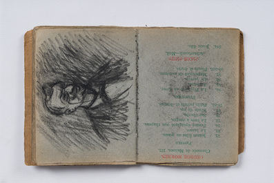 Eugeen Van Mieghem (1875-1930): Carnet de croquis avec des sc&egrave;nes de la vie quotidienne &agrave; Anvers, fusain et pastel, dat&eacute; 22 et 23 ao&ucirc;t 1901