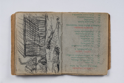 Eugeen Van Mieghem (1875-1930): Carnet de croquis avec des sc&egrave;nes de la vie quotidienne &agrave; Anvers, fusain et pastel, dat&eacute; 22 et 23 ao&ucirc;t 1901