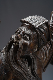 Grand figure d'un immortel en bois sculpt&eacute;, Meiji, 19&egrave;me/20&egrave;me si&egrave;cle