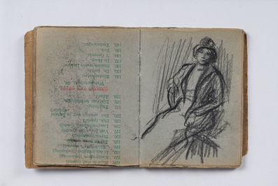 Eugeen Van Mieghem (1875-1930): Carnet de croquis avec des sc&egrave;nes de la vie quotidienne &agrave; Anvers, fusain et pastel, dat&eacute; 22 et 23 ao&ucirc;t 1901