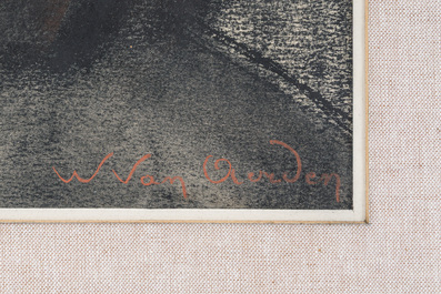 Willem Van Aerden (1912-2000): Portrait d'une jeune fille, techniques mixtes sur papier