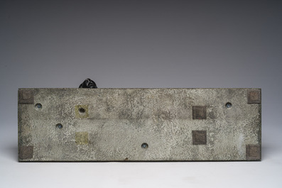 Plagnet (20&egrave;me si&egrave;cle): Panth&egrave;re Art d&eacute;co, zamak patin&eacute; sur un socle en marbre