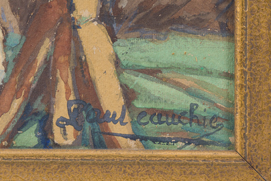 Paul Cauchie (1875-1952): Vue d'une ferme, aquarelle sur papier