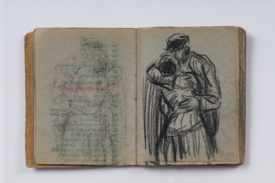 Eugeen Van Mieghem (1875-1930): Carnet de croquis avec des sc&egrave;nes de la vie quotidienne &agrave; Anvers, fusain et pastel, dat&eacute; 22 et 23 ao&ucirc;t 1901