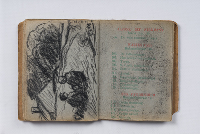 Eugeen Van Mieghem (1875-1930): Carnet de croquis avec des sc&egrave;nes de la vie quotidienne &agrave; Anvers, fusain et pastel, dat&eacute; 22 et 23 ao&ucirc;t 1901