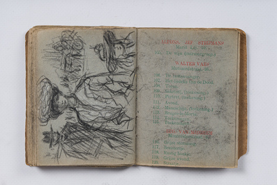 Eugeen Van Mieghem (1875-1930): Carnet de croquis avec des sc&egrave;nes de la vie quotidienne &agrave; Anvers, fusain et pastel, dat&eacute; 22 et 23 ao&ucirc;t 1901