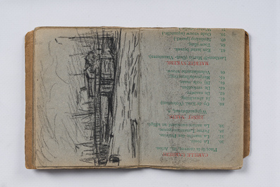 Eugeen Van Mieghem (1875-1930): Carnet de croquis avec des sc&egrave;nes de la vie quotidienne &agrave; Anvers, fusain et pastel, dat&eacute; 22 et 23 ao&ucirc;t 1901