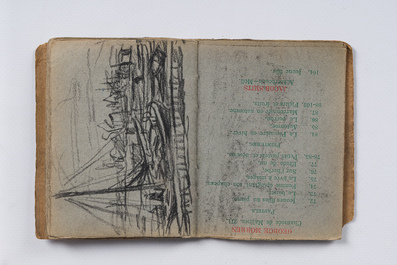 Eugeen Van Mieghem (1875-1930): Carnet de croquis avec des sc&egrave;nes de la vie quotidienne &agrave; Anvers, fusain et pastel, dat&eacute; 22 et 23 ao&ucirc;t 1901