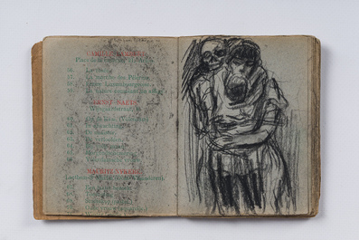 Eugeen Van Mieghem (1875-1930): Carnet de croquis avec des sc&egrave;nes de la vie quotidienne &agrave; Anvers, fusain et pastel, dat&eacute; 22 et 23 ao&ucirc;t 1901