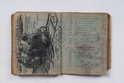 Eugeen Van Mieghem (1875-1930): Carnet de croquis avec des sc&egrave;nes de la vie quotidienne &agrave; Anvers, fusain et pastel, dat&eacute; 22 et 23 ao&ucirc;t 1901