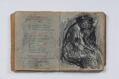 Eugeen Van Mieghem (1875-1930): Carnet de croquis avec des sc&egrave;nes de la vie quotidienne &agrave; Anvers, fusain et pastel, dat&eacute; 22 et 23 ao&ucirc;t 1901