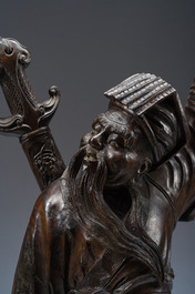 Grand figure d'un immortel en bois sculpt&eacute;, Meiji, 19&egrave;me/20&egrave;me si&egrave;cle