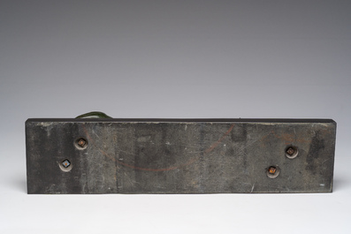 Alexandre Levasseur (19&egrave;me/20&egrave;me si&egrave;cle): Sculpture Art D&eacute;co de Deux &eacute;chassiers, bronze &agrave; patine verte reposant sur une base en marbre noir