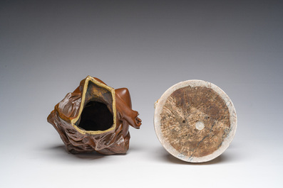 Georges Van der Straeten (1856-1928): A bust of a lady, brown patinated bronze &amp; Reinhold B&ouml;ltzig (1863-1939): 'Fruchtsammlerin', alabaster