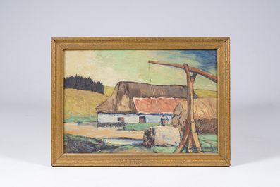 Paul Cauchie (1875-1952): Vue d'une ferme, aquarelle sur papier