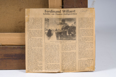 Ferdinand Willaert (1861-1938): Vue d'un &eacute;tang avec des canards et une maison en arri&egrave;re-plan, huile sur toile