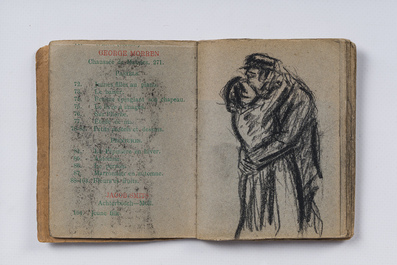 Eugeen Van Mieghem (1875-1930): Carnet de croquis avec des sc&egrave;nes de la vie quotidienne &agrave; Anvers, fusain et pastel, dat&eacute; 22 et 23 ao&ucirc;t 1901