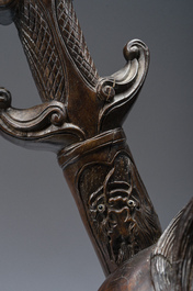 Grand figure d'un immortel en bois sculpt&eacute;, Meiji, 19&egrave;me/20&egrave;me si&egrave;cle