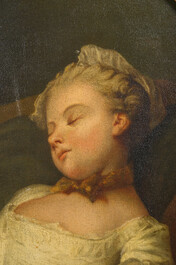 &Eacute;cole fran&ccedil;aise, suiveur de Jean-Fran&ccedil;ois Colson (1733-1803): 'Le repos', huile sur toile, 19&egrave;me si&egrave;cle