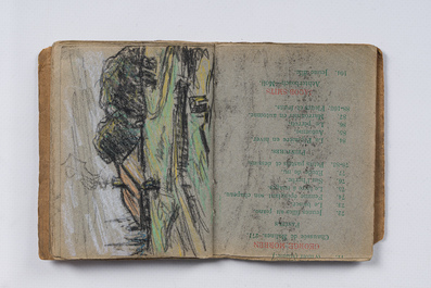 Eugeen Van Mieghem (1875-1930): Carnet de croquis avec des sc&egrave;nes de la vie quotidienne &agrave; Anvers, fusain et pastel, dat&eacute; 22 et 23 ao&ucirc;t 1901