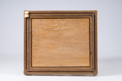 Victor Olivier Gilsoul (1867-1939): L'ancien h&ocirc;tel de ville de Wichelen, huile sur board