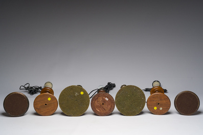 Sept chandeliers en bois, dont trois sont mont&eacute;s en lampes, Angleterre, 19&egrave;me si&egrave;cle