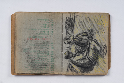 Eugeen Van Mieghem (1875-1930): Carnet de croquis avec des sc&egrave;nes de la vie quotidienne &agrave; Anvers, fusain et pastel, dat&eacute; 22 et 23 ao&ucirc;t 1901