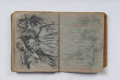 Eugeen Van Mieghem (1875-1930): Carnet de croquis avec des sc&egrave;nes de la vie quotidienne &agrave; Anvers, fusain et pastel, dat&eacute; 22 et 23 ao&ucirc;t 1901