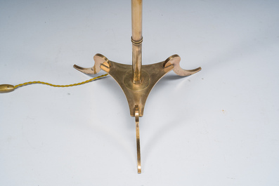 Lampadaire de type faux bambou &agrave; trois lumi&egrave;res en cuivre, Maison Jansen, France, troisi&egrave;me quart du 20&egrave;me si&egrave;cle