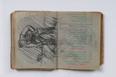 Eugeen Van Mieghem (1875-1930): Carnet de croquis avec des sc&egrave;nes de la vie quotidienne &agrave; Anvers, fusain et pastel, dat&eacute; 22 et 23 ao&ucirc;t 1901