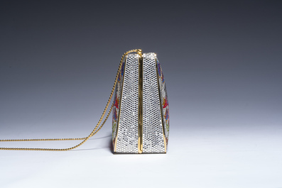 Judith Leiber (1921-2018): Pochette de soir&eacute;e orn&eacute;e de cristaux Swarovski &agrave; d&eacute;cor d'&eacute;l&eacute;phants, vers 2000