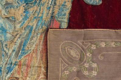 Broderie religieuse au fil d'or repr&eacute;sentant la Mater Dolorsa, 17&egrave;me si&egrave;cle et post&eacute;rieur