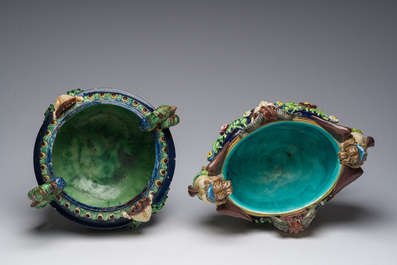 Trois diverses jardini&egrave;res en majolique polychrome, e.a. Boh&egrave;me et Allemagne, 19&egrave;me/20&egrave;me si&egrave;cle.