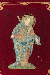 Broderie religieuse au fil d'or repr&eacute;sentant la Mater Dolorsa, 17&egrave;me si&egrave;cle et post&eacute;rieur