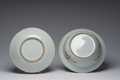 Een gevarieerde collectie Chinees famille rose en verte porselein met geanimeerde sc&egrave;nes en vogels tussen bloesemtakken, 19de/20ste eeuw