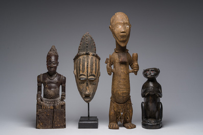 Collection vari&eacute;e de masques et de sculptures africaines, origines diverses, 20&egrave;me si&egrave;cle