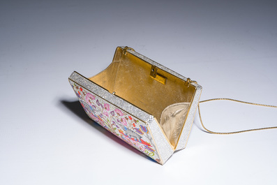 Judith Leiber (1921-2018): Pochette de soir&eacute;e orn&eacute;e de cristaux Swarovski &agrave; d&eacute;cor d'&eacute;l&eacute;phants, vers 2000