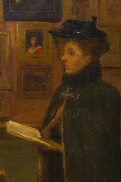 Charles Robertson (1859-1939): Visite au mus&eacute;e, huile sur toile