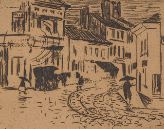 Anne Pierre De Kat (1881-1968) : Quatre vues diverses, trois eaux-fortes et une lithographie, dat&eacute; 1911-1934