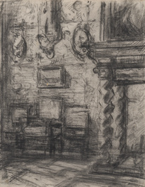 F&eacute;lix Gogo (1872-1953): Cinq int&eacute;rieurs, fusain sur papier