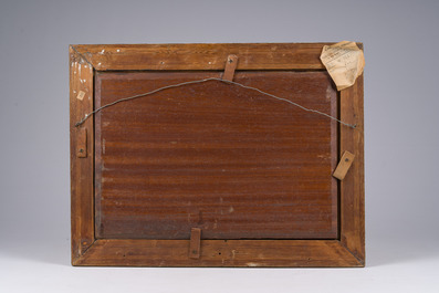 G&eacute;o Bernier (1862-1918): Vaches dans le pr&eacute;, huile sur toile maroufl&eacute;e sur panneau