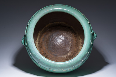 Grande jardini&egrave;re en gr&egrave;s &agrave; gla&ccedil;ure turquoise, Asie du Sud-Est, 20&egrave;me si&egrave;cle