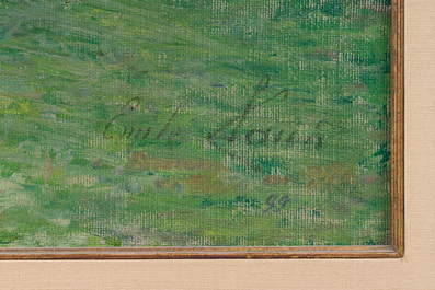 Emile Claus (1849-1924 of op de wijze van): Langs de boorden van het graanveld, olie op doek, gedateerd 1896-99