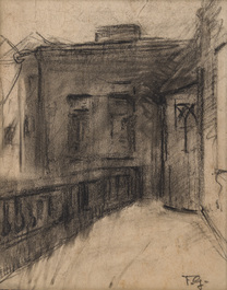 F&eacute;lix Gogo (1872-1953): Cinq int&eacute;rieurs, fusain sur papier