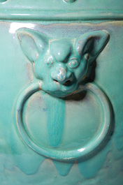 Grande jardini&egrave;re en gr&egrave;s &agrave; gla&ccedil;ure turquoise, Asie du Sud-Est, 20&egrave;me si&egrave;cle