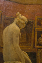 Charles Robertson (1859-1939): Visite au mus&eacute;e, huile sur toile