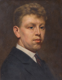 Monogramm&eacute; P.L. (probablement Louis Pittomerils): &Eacute;tangs de Bosvoorde &amp; Un portrait, huile sur toile et panneau, un dat&eacute; 1915